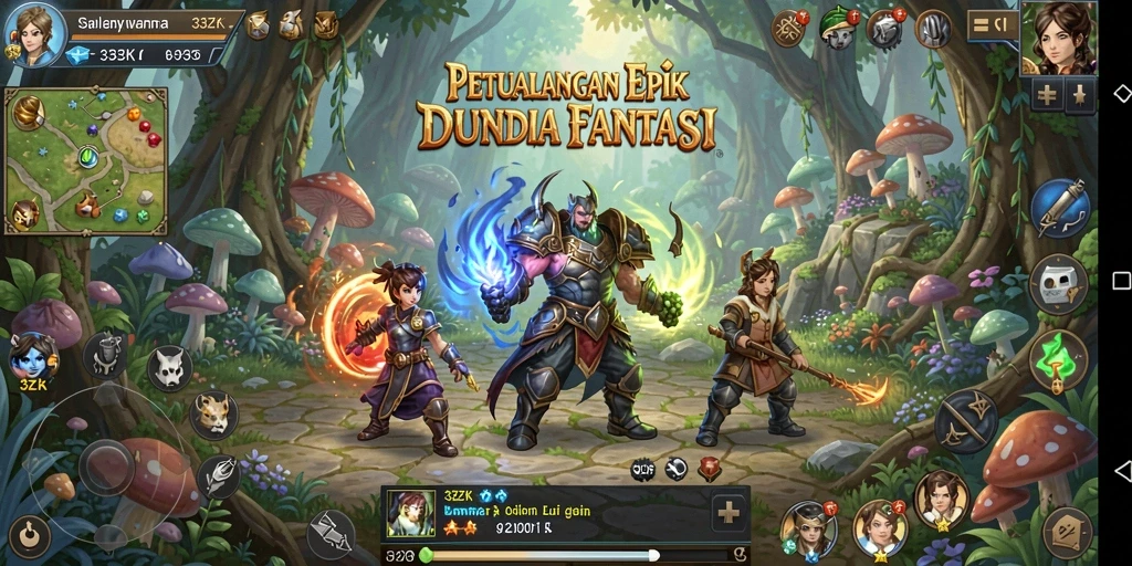 Screenshot utama menampilkan aksi seru dalam gameplay RPG 33ZK.