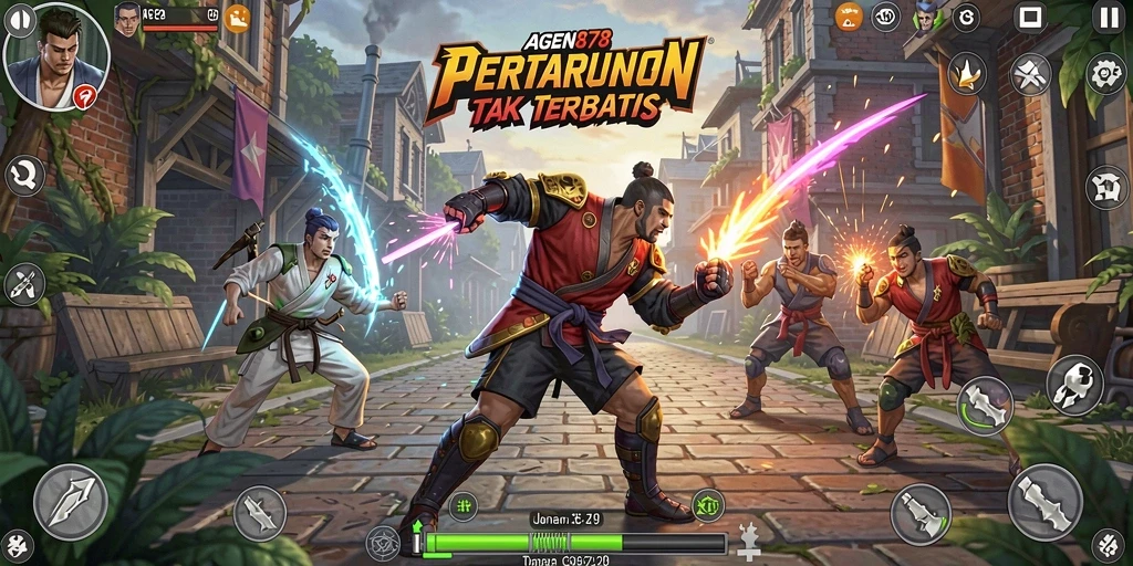 Tangkapan layar gameplay AGEN878 menampilkan pertarungan epik penuh aksi.