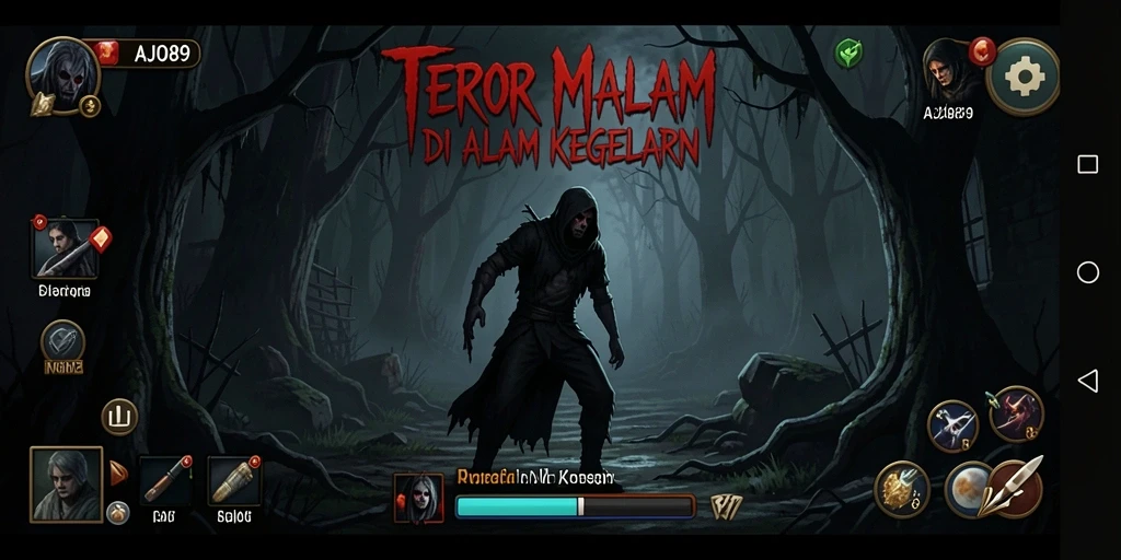 Screenshot menampilkan karakter dalam kegelapan yang mencekam.