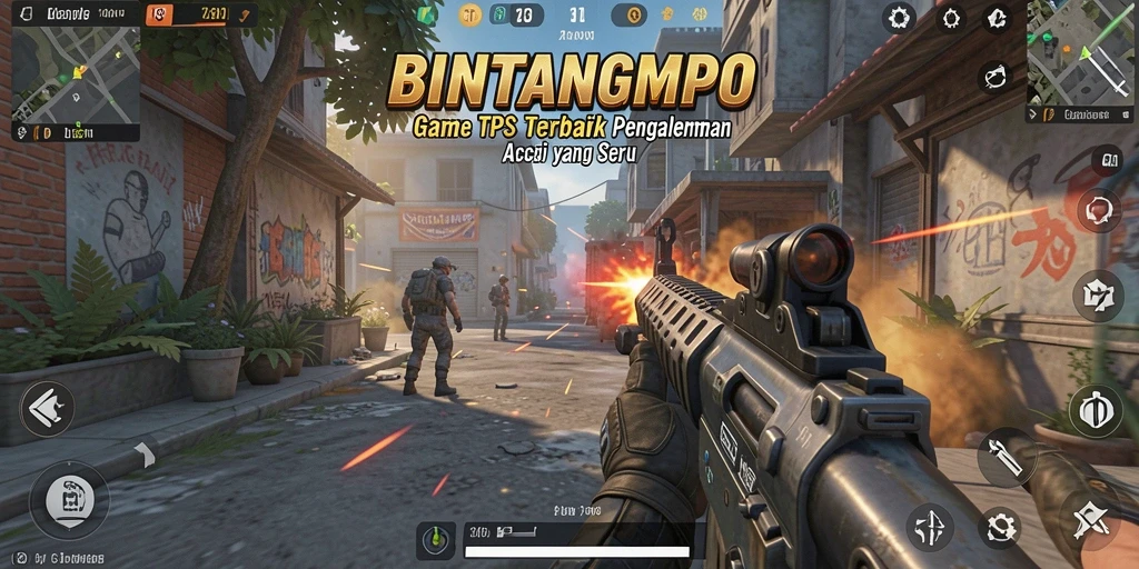 Tampilan aksi seru dalam gameplay TPS BINTANGMPO.