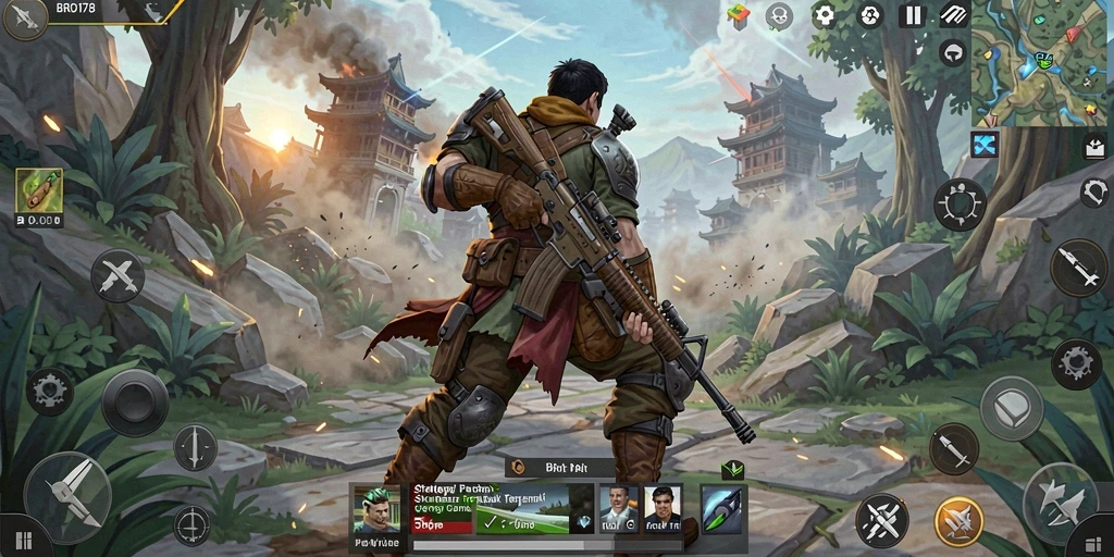 Screenshot utama BRO178 menunjukkan aksi pertempuran strategis yang intens.
