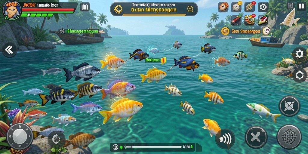 Tampilan gameplay menembak ikan yang seru dan mengasyikkan.