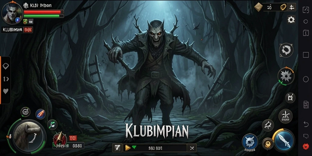 Screenshot menampilkan karakter mengerikan dalam kegelapan KLUBIMPIAN.