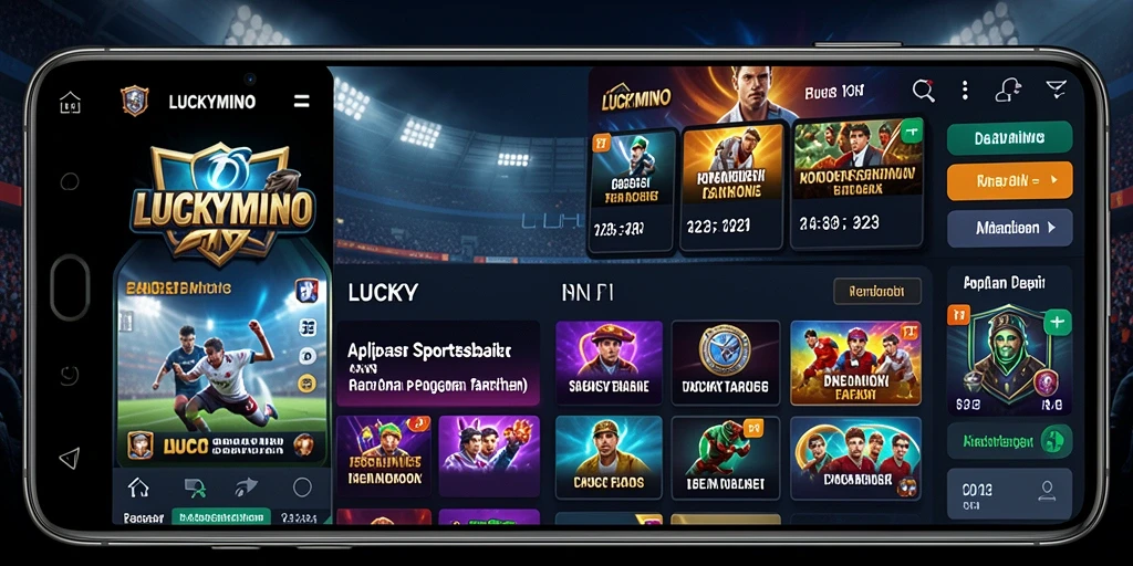 Tampilan menarik dari aplikasi LUCKYMINO dengan berbagai pilihan taruhan.
