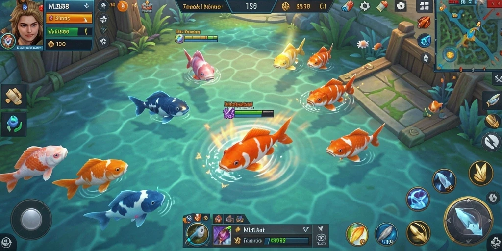 Tampilan gameplay seru dari MLBB8 saat menembak ikan.