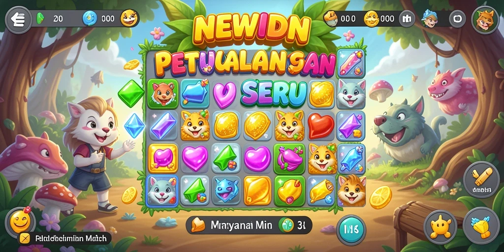 Tampilan menarik dari gameplay Match-3 di NEWIDN.