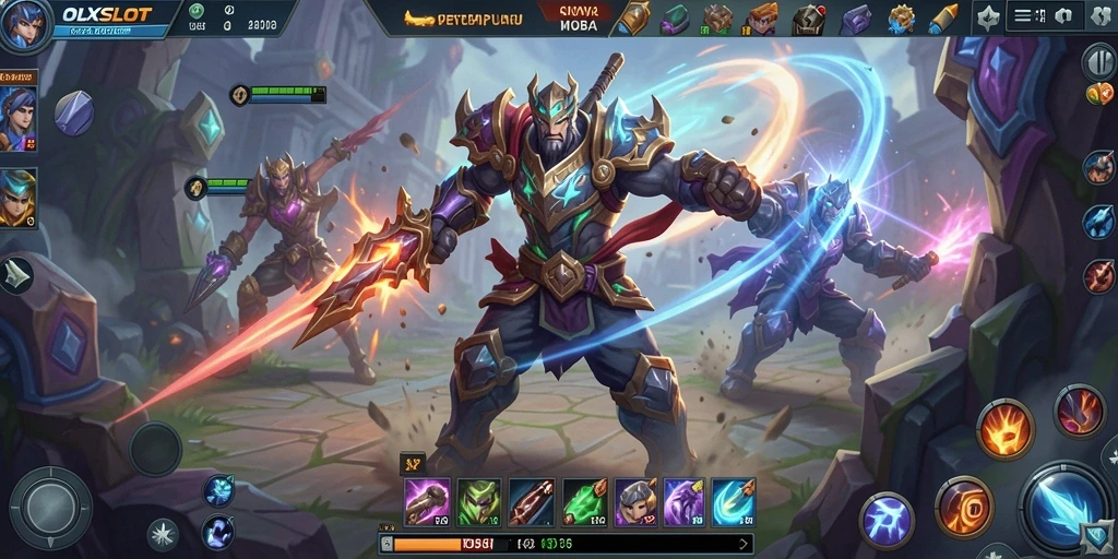 Tangkapan layar utama gameplay MOBA OLXSLOT yang seru dan penuh aksi.