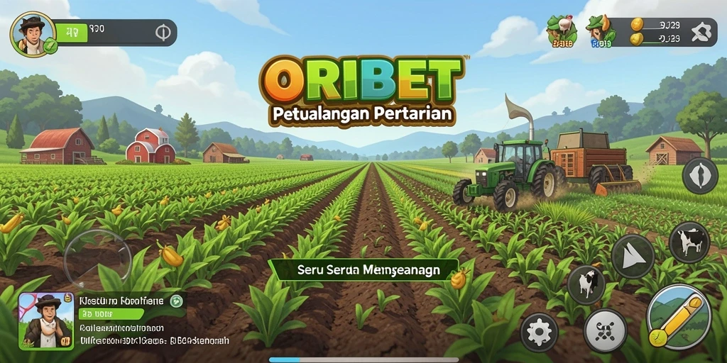 Tangkapan layar ORIBET menampilkan aktivitas bertani yang seru dan interaktif.