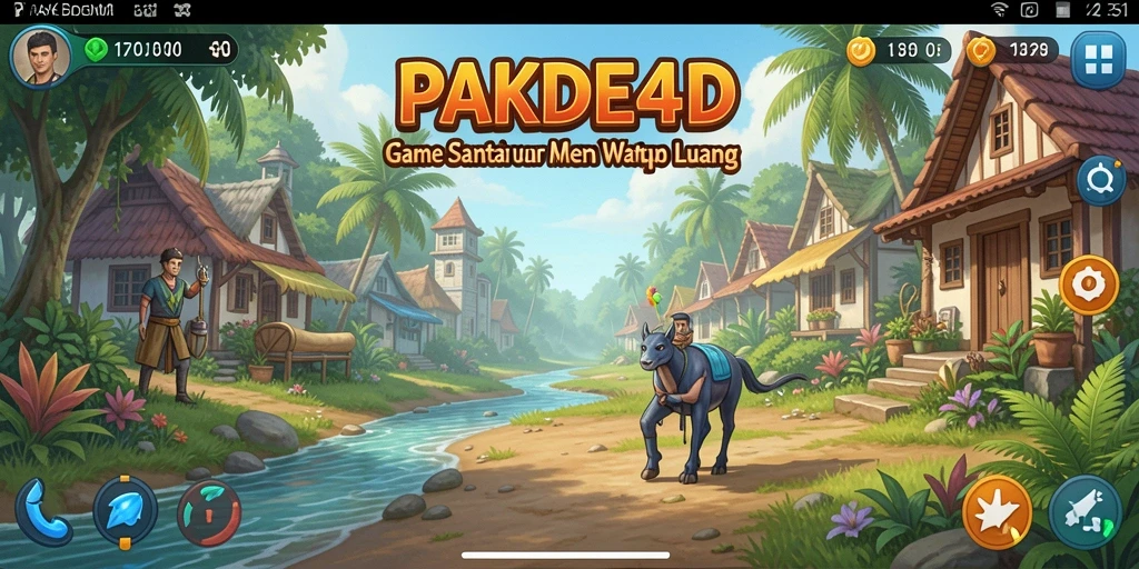 Tangkapan layar gameplay PAKDE4D yang ceria dan penuh warna.