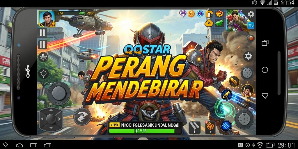 Screenshot gameplay QQSTAR yang menunjukkan aksi seru dan karakter unik.