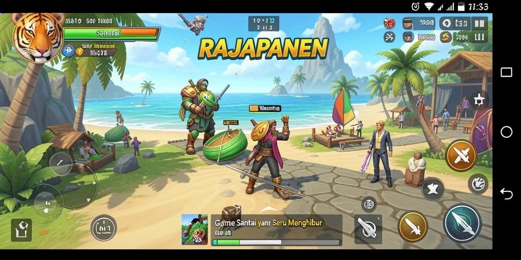 Tampilan gameplay menarik dari RAJAPANEN dengan suasana yang ceria.
