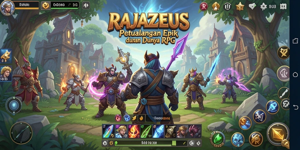 Screenshot gameplay RAJAZEUS menampilkan karakter bertarung dalam pertempuran epik.