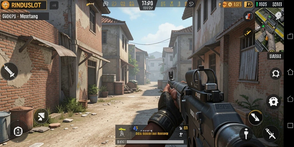 Screenshot gameplay RINDUSLOT yang menampilkan aksi pertempuran seru.