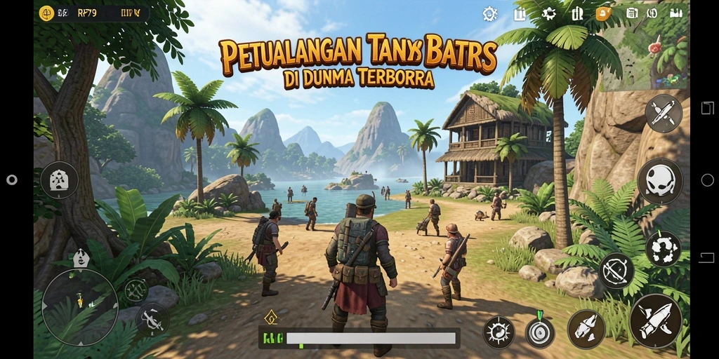 Tangkapan layar utama RP79 menampilkan aksi seru dalam dunia Open World.