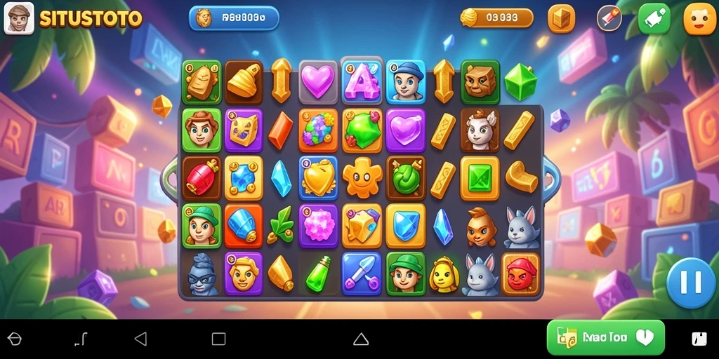 Tampilan menarik dari permainan Match-3 SITUSTOTO dengan berbagai level.
