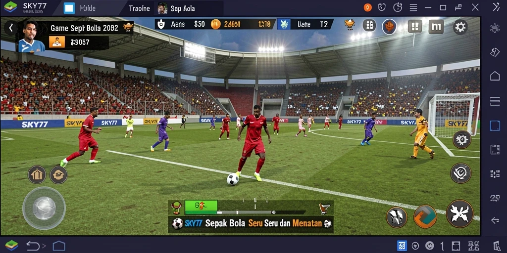 Tampilan gameplay <strong>SKY77</strong> yang memukau dengan aksi sepak bola seru.