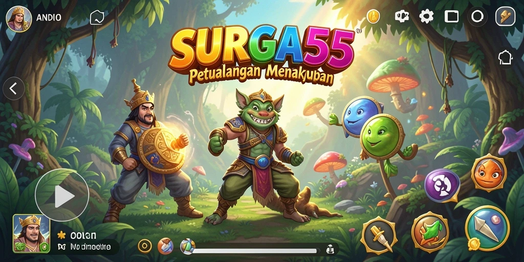 Tangkapan layar menampilkan pertarungan seru di SURGA55 dengan karakter anime.
