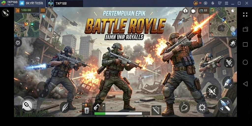 Gameplay seru dalam TKP188 yang menampilkan peperangan Battle Royale.