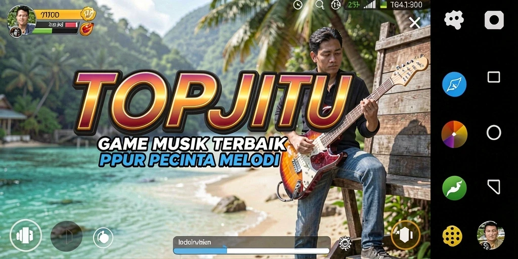 Tampilan gameplay seru di TOPJITU dengan berbagai lagu.