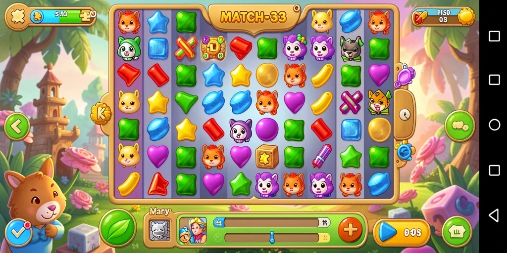 Gameplay menarik dari V07 dengan kombinasi permata warna-warni.
